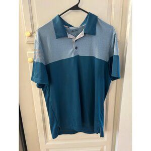 Adidas Men's M Teal & Light Blue Golf Polo Shirt Athletic Fit Collared Pullover
